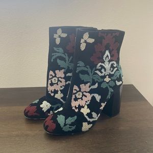 Rebecca minkoff suede embroidered bootie
